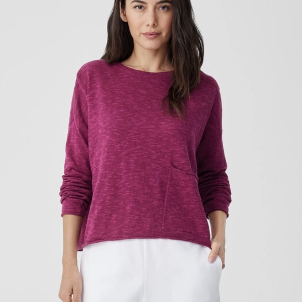 Eileen Fisher Organic Linen Cotton Slub Box-Top Size S